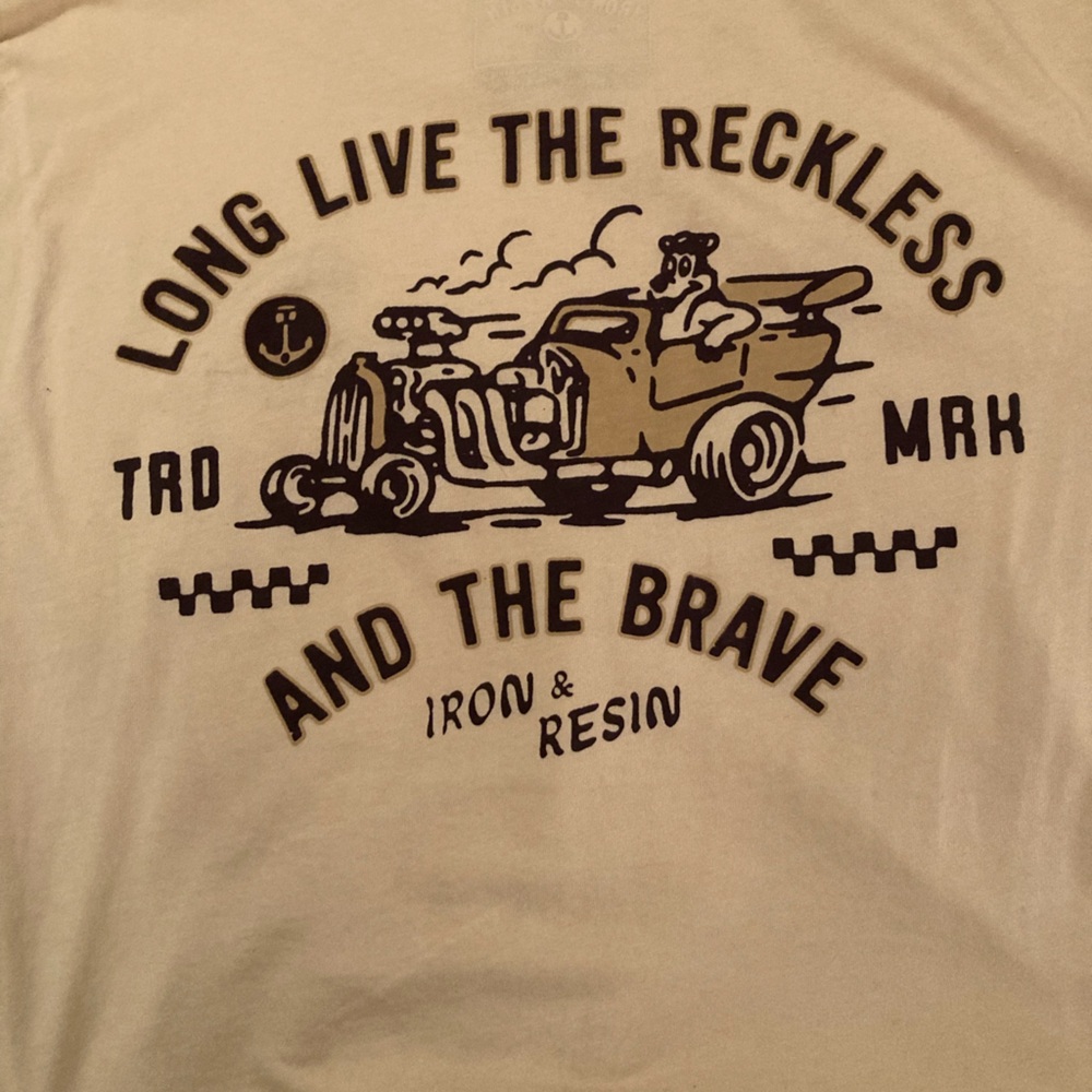 Iron & Resin Short Sleeve Tee in Cream with Brown Logo - Picture 2 of 2